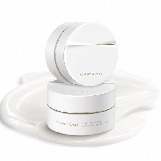 Carslan Whitening Tone-Up Cream – Natural Brightening, Makeup Base, "Lazy" Cream for a No-Makeup Look; Moisturizing Face Cream with Spot-Fading and Concealing Properties.