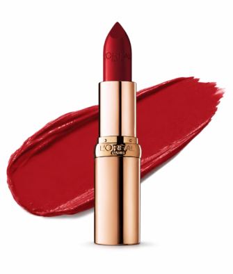 L'Oréal "Little Golden Demon" Lipstick – Hydrating Satin Finish, Shade 402 (Warm Bean Paste / Persimmon Red / Golden-Shimmer Red-Brown) – Official Product