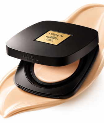 [Qixi Gift] L'Oréal Black & Gold Cushion Foundation – High Coverage, Long-Lasting, Moisturizing (for Dry Skin), Sun Protection, Smudge-Proof.