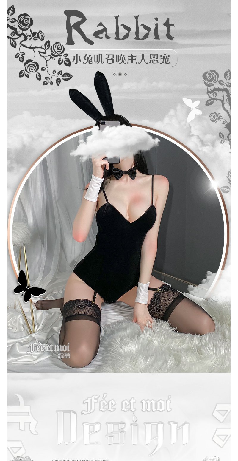 Feimu Golden Velvet Bunny Girl Bodysuit Lingerie - 图片 6