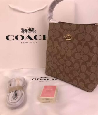 [Free SF Express Shipping] [Gift Box & Bag Included] COACH Outlet Mollie 22 Bucket Bag – Classic Signature Print, Handheld & Crossbody, Small "Mollie" Commuter Bag for Women