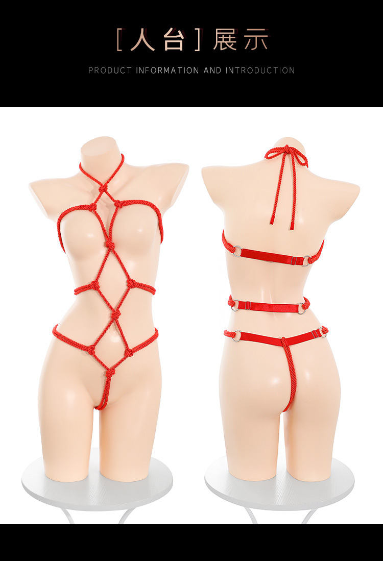 Feimu Xunhuan Sexy Strappy Open-Crotch Lingerie Set – Hot, Sheer, and Seductive (No-Undress Design) – Style 6100 - 图片 6