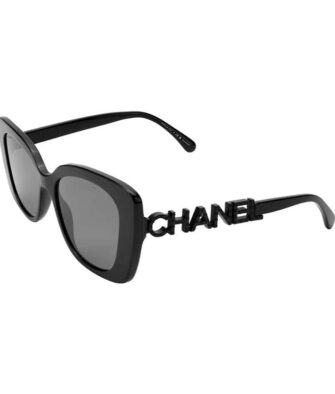 [Authorized] CHANEL Women's Sunglasses (Model CH5422B) – Cut-out Lettering & Rhinestone Detail (Gift Box & Bag Included)