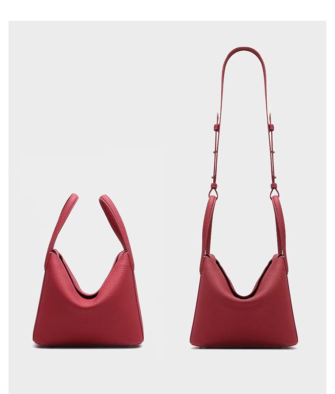 Mescolato "Basket" Style Top-Grain Cowhide Red Bucket Bag – 2025 New Women's Bag for Weddings and Commuting