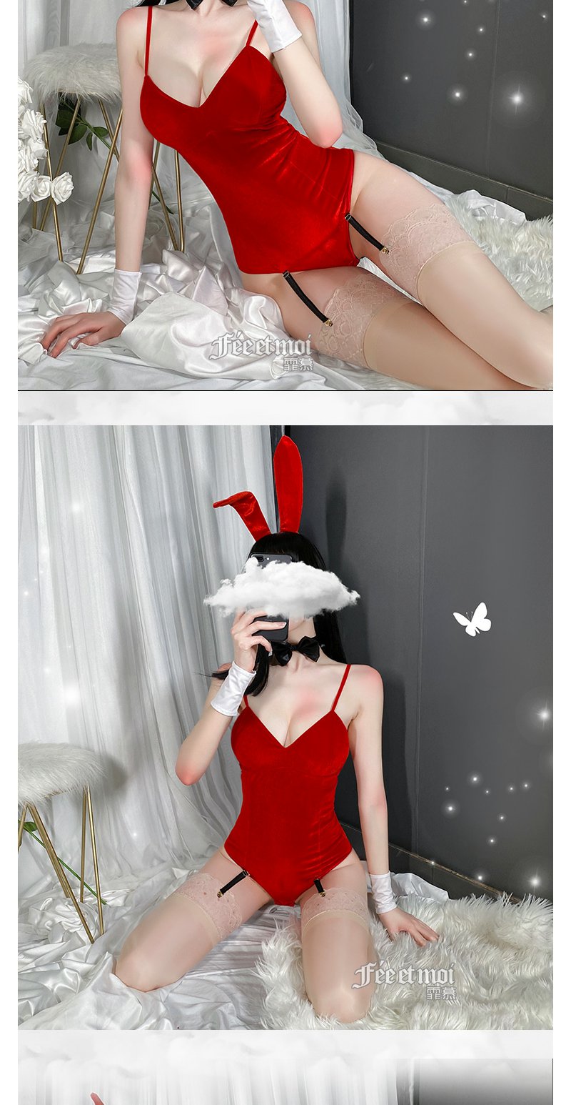 Feimu Golden Velvet Bunny Girl Bodysuit Lingerie - 图片 3