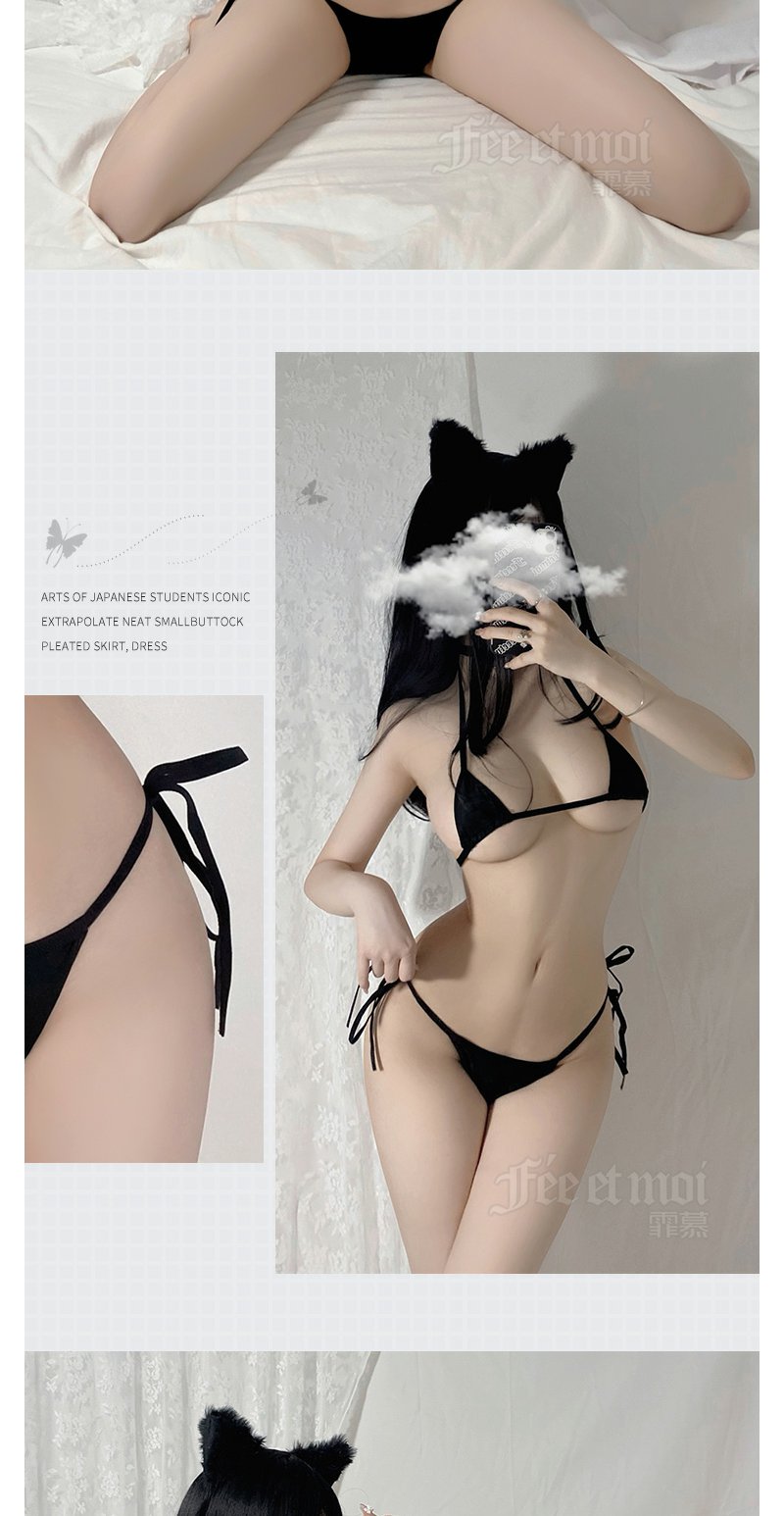 Feimu Heart-Embroidered Triangle Lingerie Set - 图片 5
