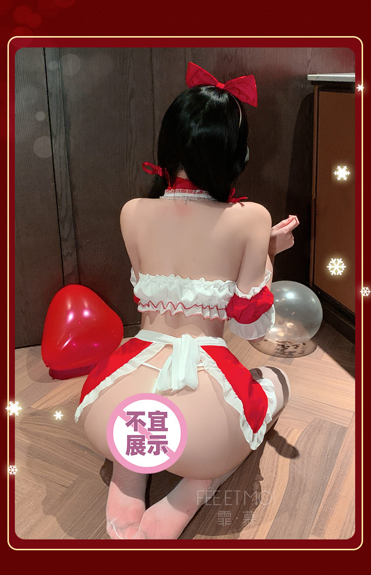 Feimu "Cozy Bedside Maid" New Year's Lingerie Set – Sexy, innocent-yet-seductive style featuring a strapless tube top and open-back/butt-revealing design (easy-access style) – Model 6131. - 图片 5