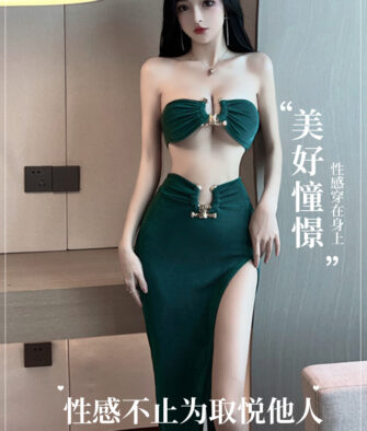 "Ai Ruru" Sexy Lingerie Set: Seductive strapless top and tight, high-slit, hip-hugging long skirt—perfect for nightclubs and parties (Model 5724)