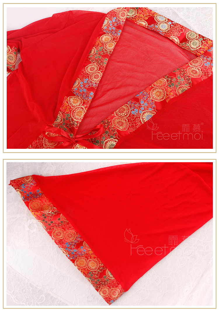 Feimu Red Mesh Traditional-Style Bridal Lingerie Set - 图片 5
