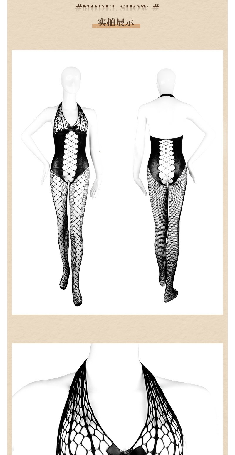 Feimu Cut-out Halter-neck Open-crotch Bodystocking Lingerie - 图片 3