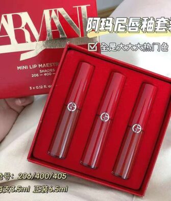 [Authorized Product] Armani Lip Maestro Liquid Lipstick Mini Set (3-Piece or 4-Piece) – 3.5ml (Shades: 405/206/400/214)