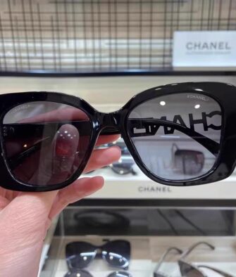 [Authorized] CHANEL Women's Sunglasses (Model CH5422B) – Cut-out Lettering & Rhinestone Detail (Gift Box & Bag Included)