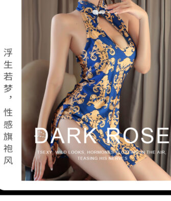 "Long Night" Sexy Printed Qipao Lingerie Set – Body-Hugging Clubwear Style (Model 1253)