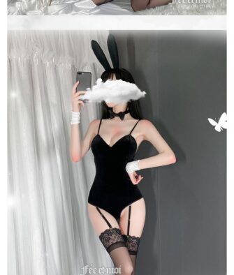 Feimu Golden Velvet Bunny Girl Bodysuit Lingerie