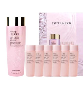 [Authorized Product] Estée Lauder Pink Lotion Set: 400ml Full-Size + Six 50ml Travel-Size Bottles