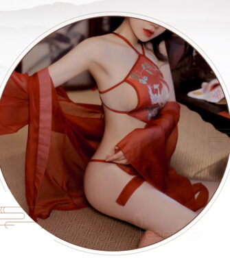 Feimu Phoenix-Patterned *Dudou* and Outer Robe Geisha-Style Set