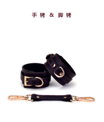 BDSM Bondage & Restraint Kit: Cross-Connector, Cuffs (Hands, Feet, Thighs), Collar, and Training Gear for Flirting and Play