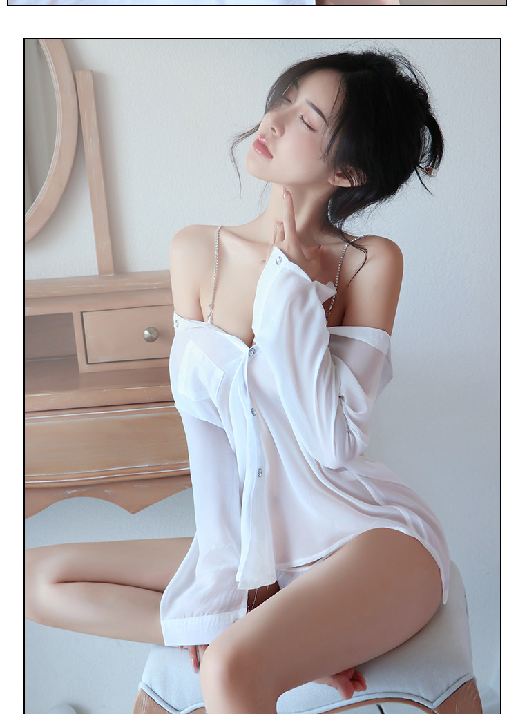 "Endless Night" – Sexy chiffon lingerie, sheer uniform-style sleepwear, and a sophisticated, alluring shirt for passionate moments (Model 1476). - 图片 4