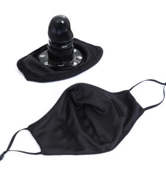 BDSM Adult Alternative Fetish Gear: Wearable & Detachable Black Phallic Gag Mask for Public Play/Training