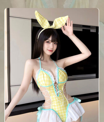 Feimu Sweet Summer Midriff-Baring Open-Crotch Bodysuit – Sheer, Seductive Lingerie (ZY47)