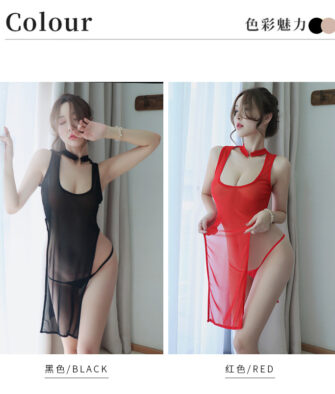 "Endless Night" Lingerie: Women's Sexy Sheer Open-Bust Seductive Sleepwear Set/Nightgown (Model 1096)