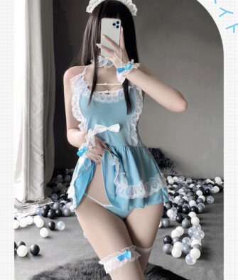 Feimu "Sweet & Seductive" Strappy Maid Lingerie Set – Sexy Cleavage-Baring Uniform (Style 6211)