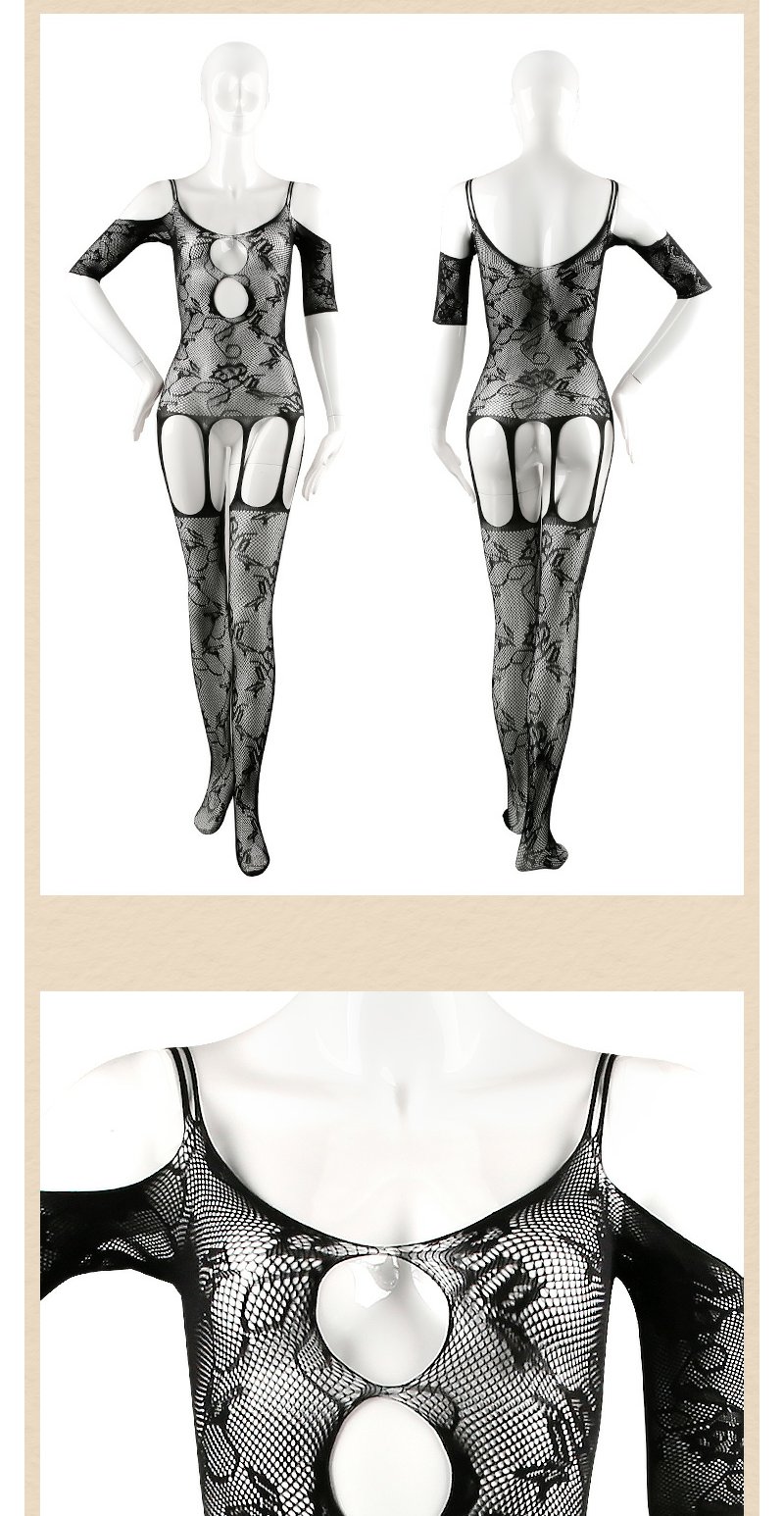 Feimu Strappy Off-Shoulder Open-Crotch Lingerie Bodystocking - 图片 2