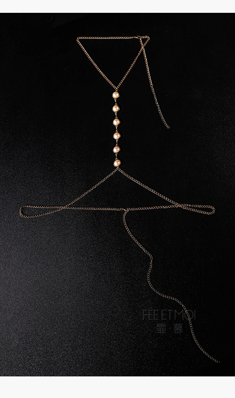 Feimu Affordable Luxury Sexy Adjustable Beaded Body Chain – Metal Flirting Breast Chain & Interactive Lingerie Accessory (Model 7609) - 图片 2