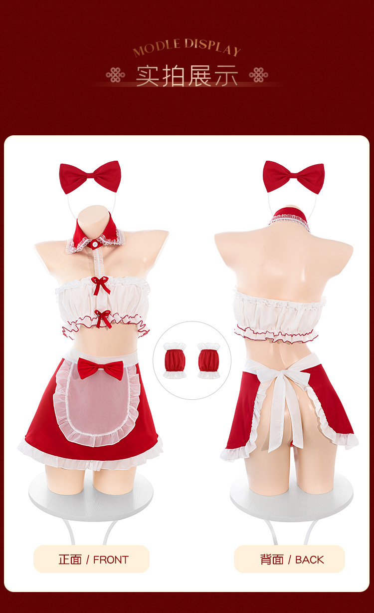 Feimu "Cozy Bedside Maid" New Year's Lingerie Set – Sexy, innocent-yet-seductive style featuring a strapless tube top and open-back/butt-revealing design (easy-access style) – Model 6131. - 图片 2