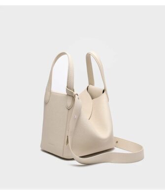 MESCOLATO "Basket" Style Bucket Bag – Imported Togo Leather – Women's New 2025 Work/Commuter Handbag