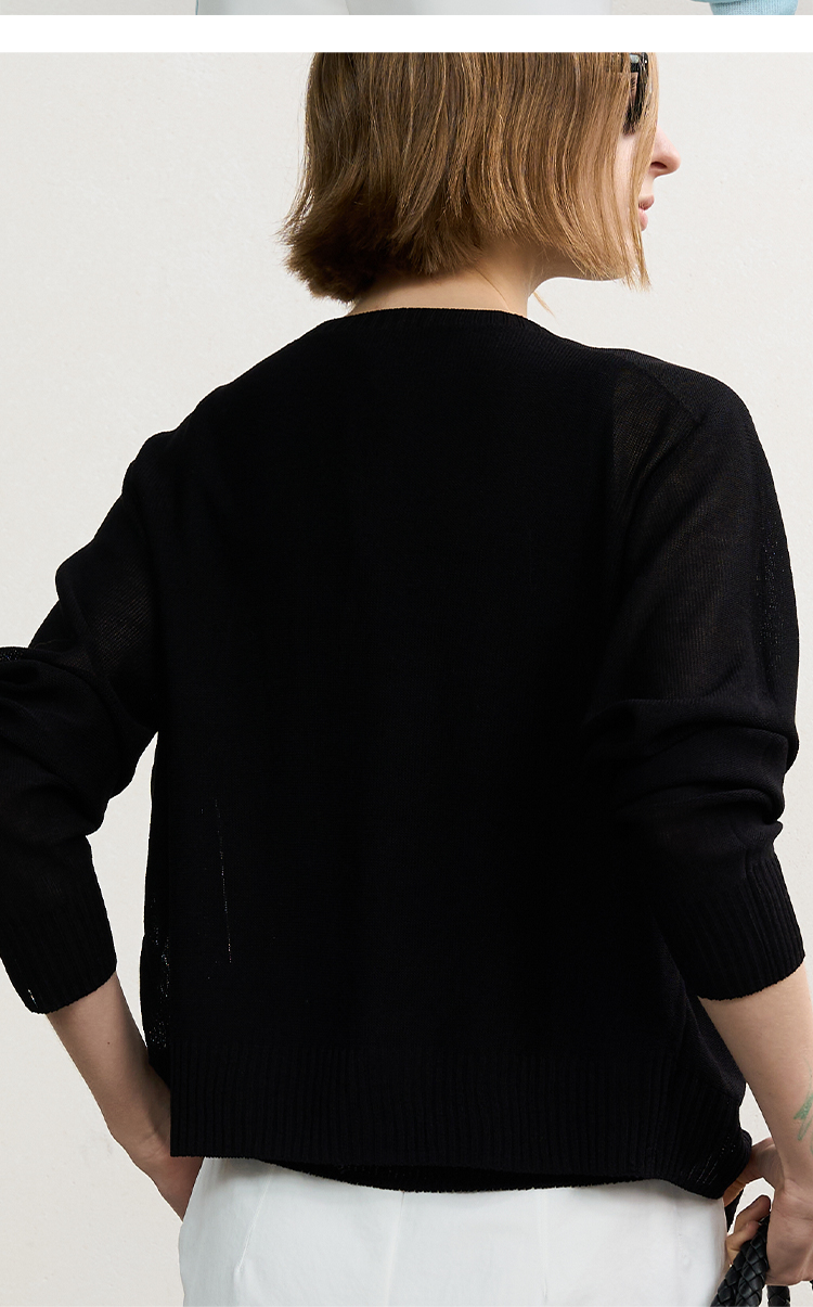 NORNS LADY Solid-Color V-Neck Long-Sleeve Slim-Fit Knit Cardigan (H26WA430382K) - 图片 8
