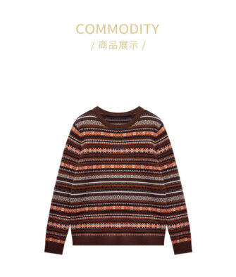 ESPRESSO Fair Isle Crew-Neck Pullover EWF103055N