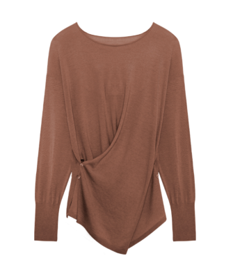 ESPRESSO Cross-Layered Off-Shoulder Knit Pullover DAF603027S