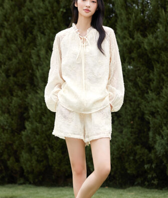 IC Women's Lightweight Jacquard Shorts Set – New Summer Style; Sophisticated, Elegant, and Casual Top & Shorts