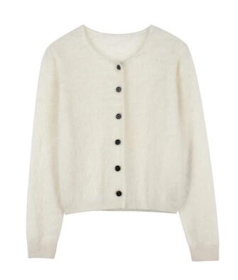 [Coco Exclusive] ESPRESSO Cropped Cardigan with Crew Neck and Bound Edges (BY25S3128)