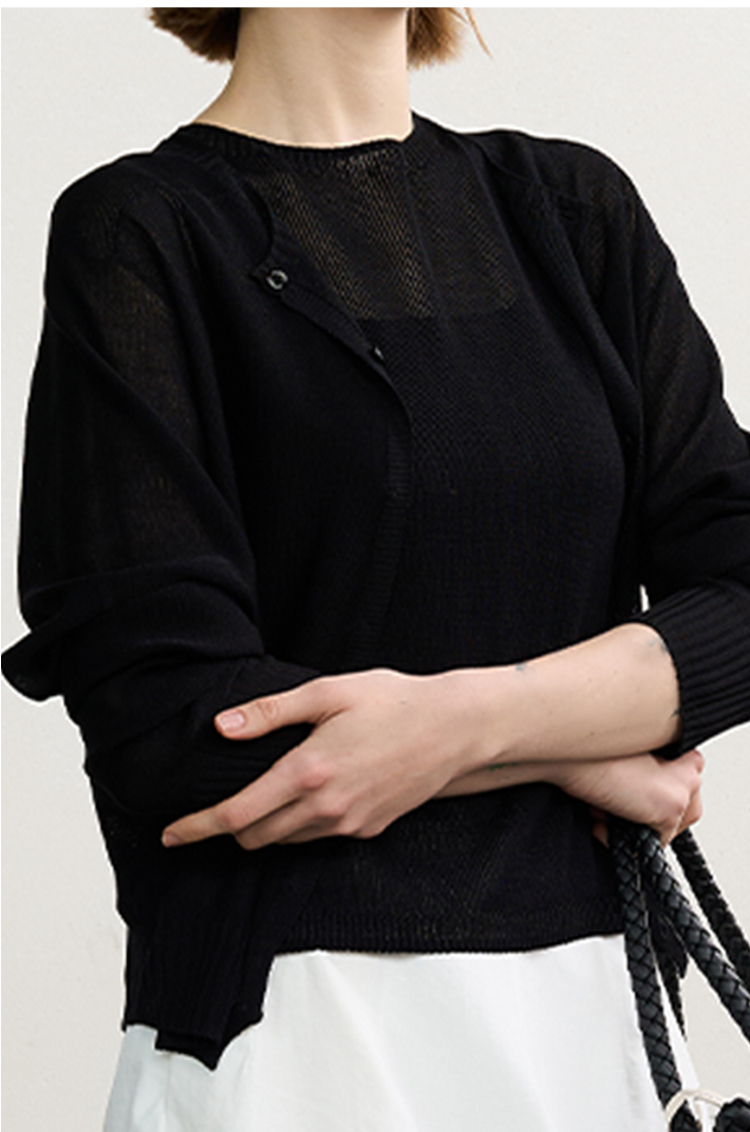 NORNS LADY Solid-Color V-Neck Long-Sleeve Slim-Fit Knit Cardigan (H26WA430382K) - 图片 4